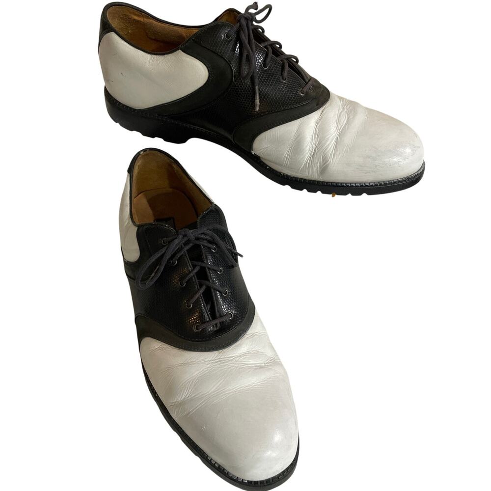Nike Waverly Last Men Golf Shoe Black White Saddle Lace Up Tangs Air Comfort 13